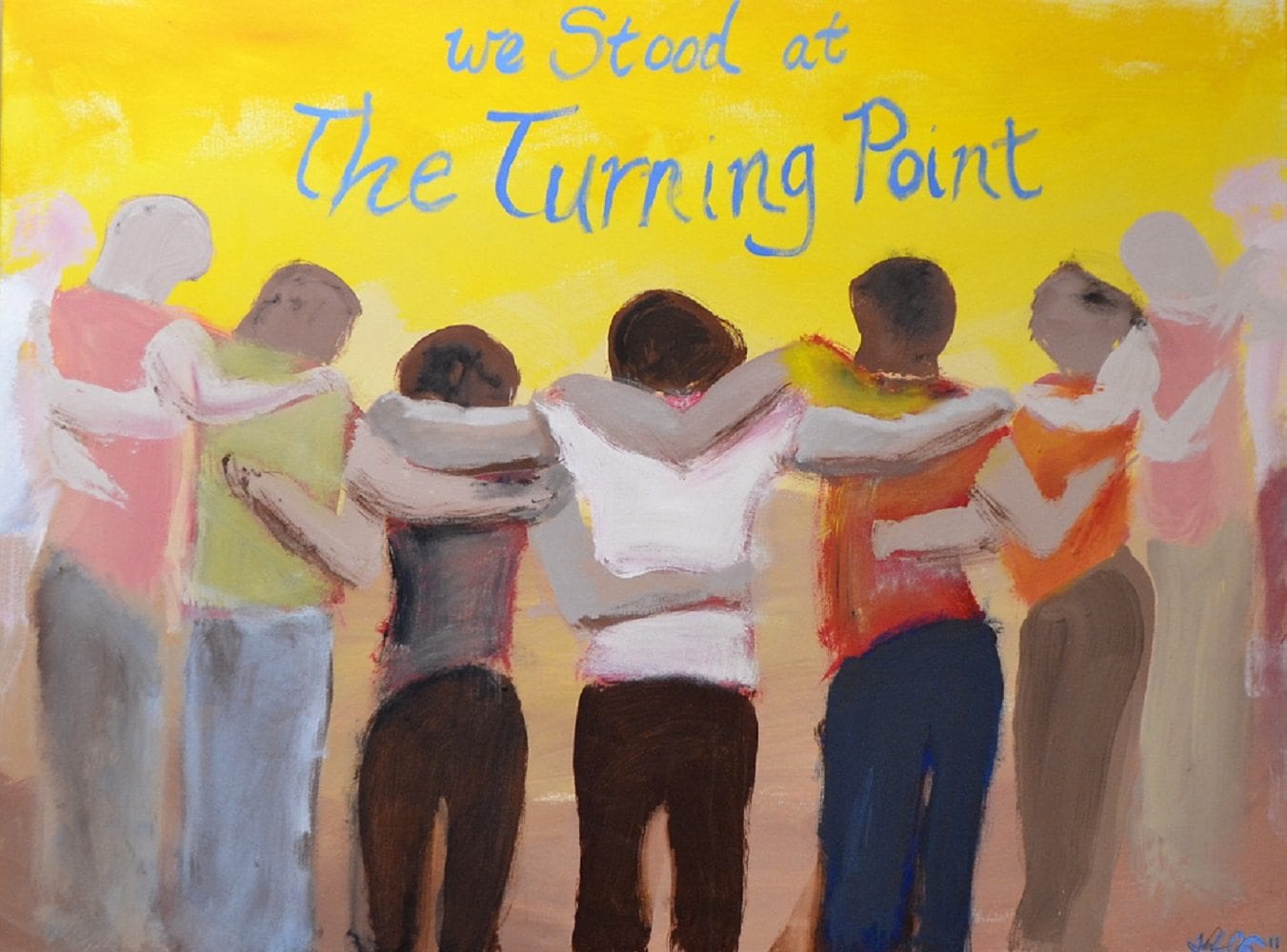we stood at turning point painting with group holding hands