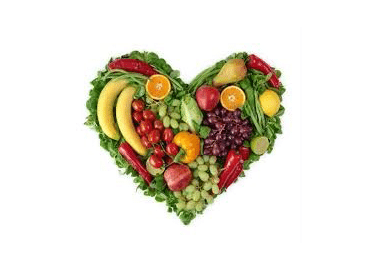 heart made out of vegetables and fruits