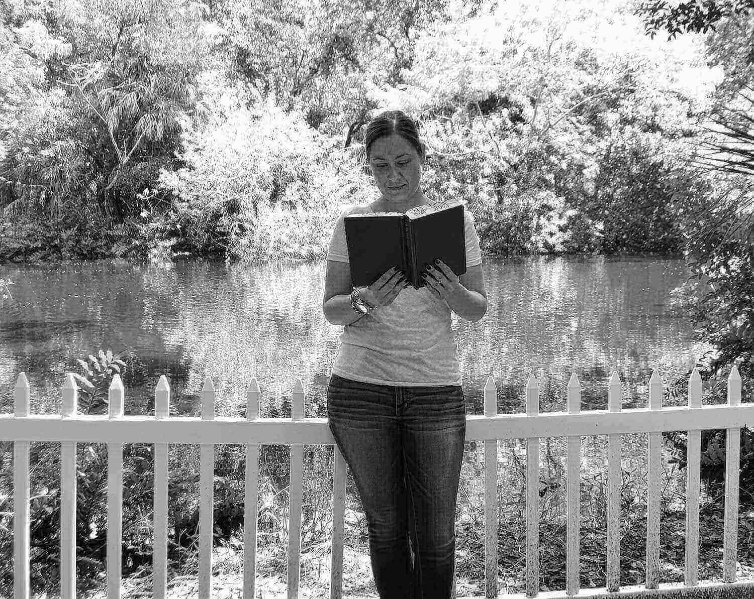 Woman reading and practicing mindfulness