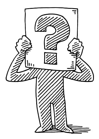 Cartoon Man Holding Sign Question Mark Drawing