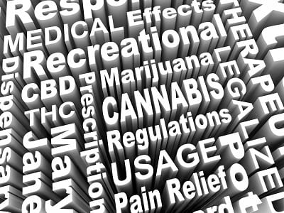 marijuana legislation word collage