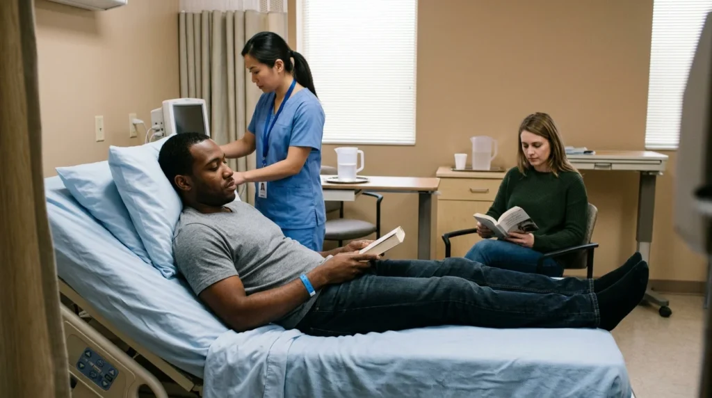 Adult in a Medically Supervised Opioid Detox Program Resting on a Hospital Bed | Turning Point of Tampa