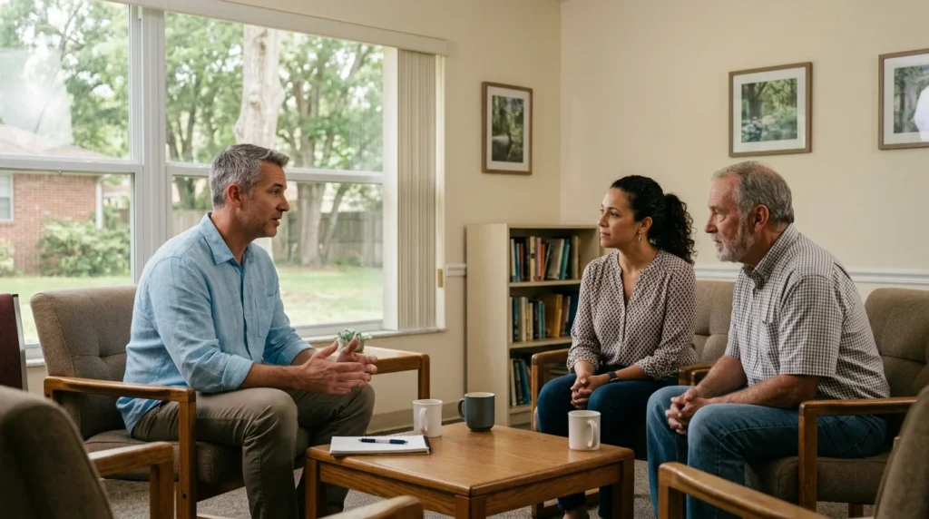 Clinician Reviewing Alcohol Withdrawal Symptoms on a Chart With a Patient | Turning Point of Tampa