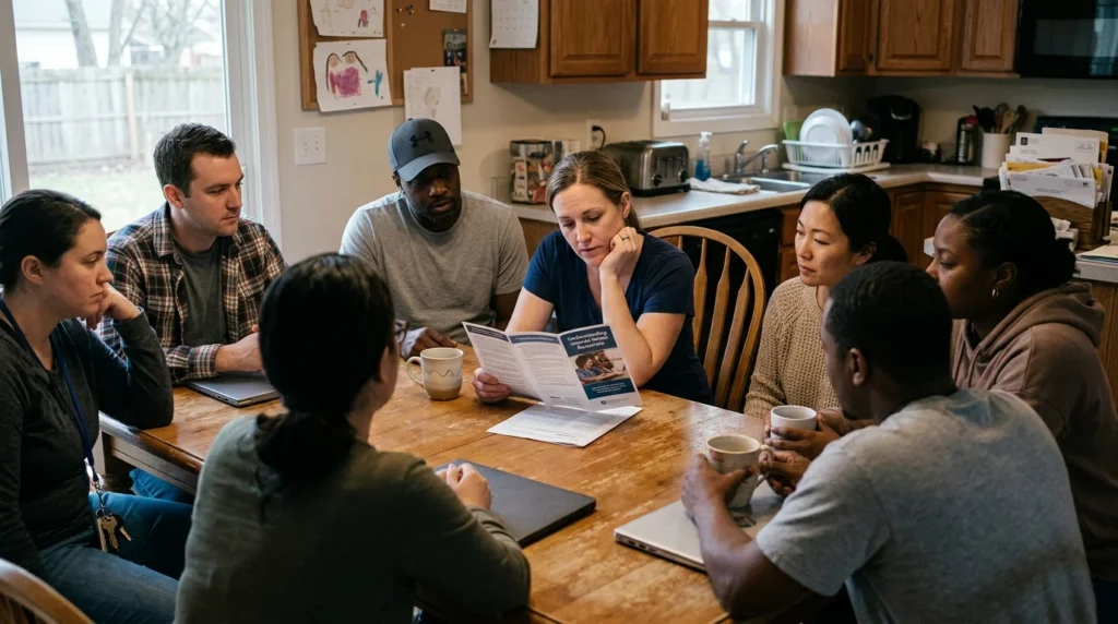 Clinician Writing Notes During a Dual Diagnosis Assessment With a Veteran | Turning Point of Tampa