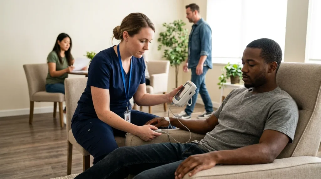 Nurse Monitoring a Patient's Vitals During Fentanyl Detox | Turning Point of Tampa