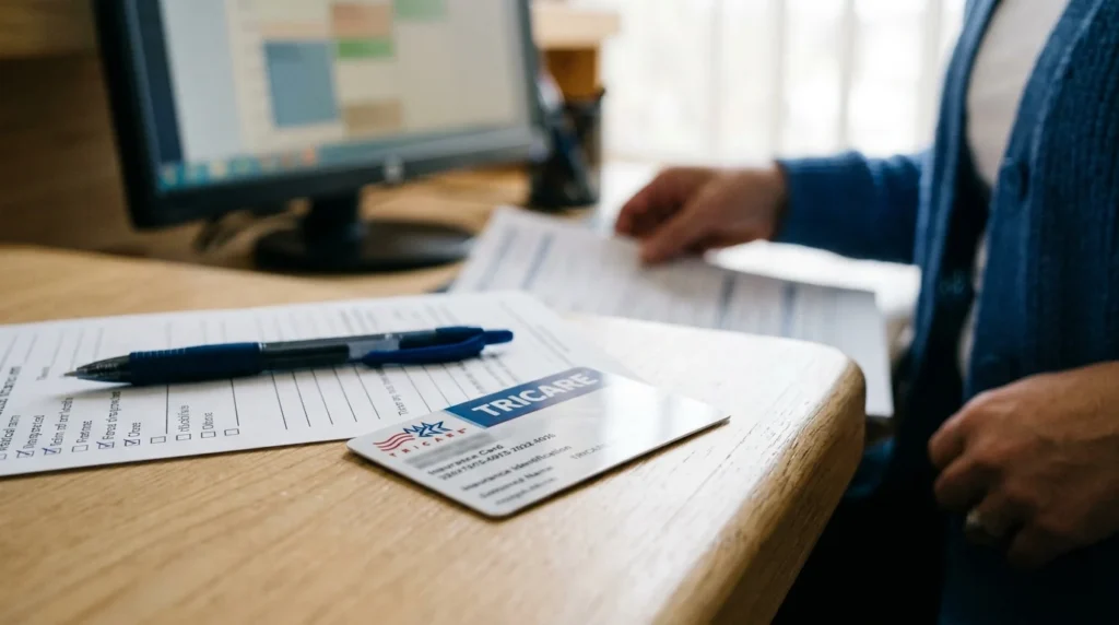 Close-Up of a TRICARE Insurance Card on a Treatment Intake Desk | Turning Point of Tampa