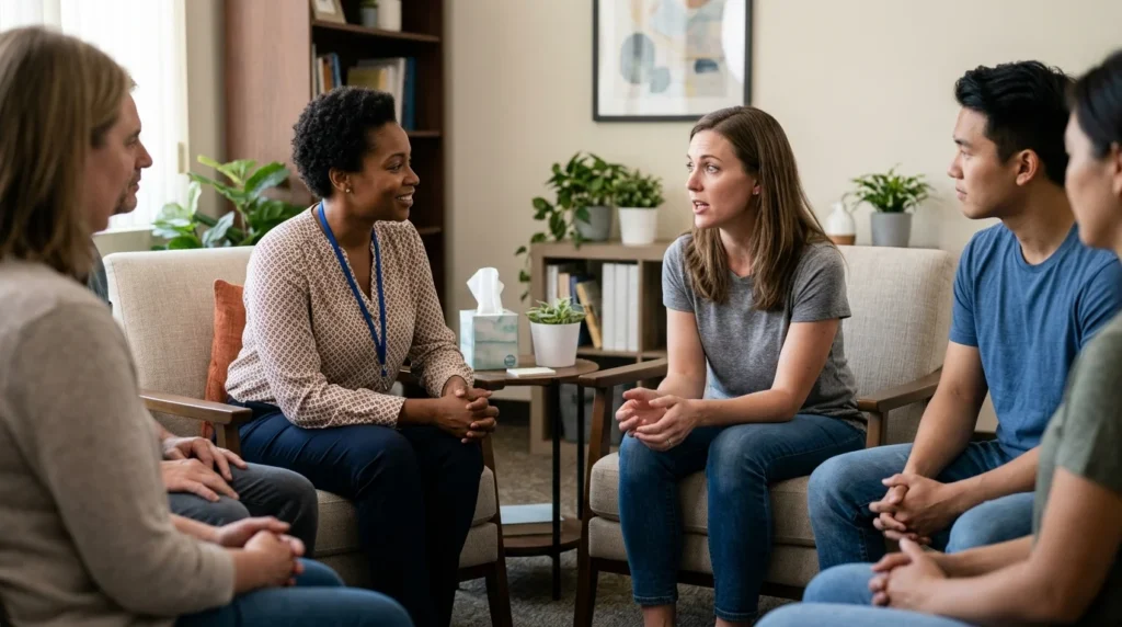 Family Member Talking With a Counselor About a Loved One's Over-the-Counter Drug Dependence | Turning Point of Tampa