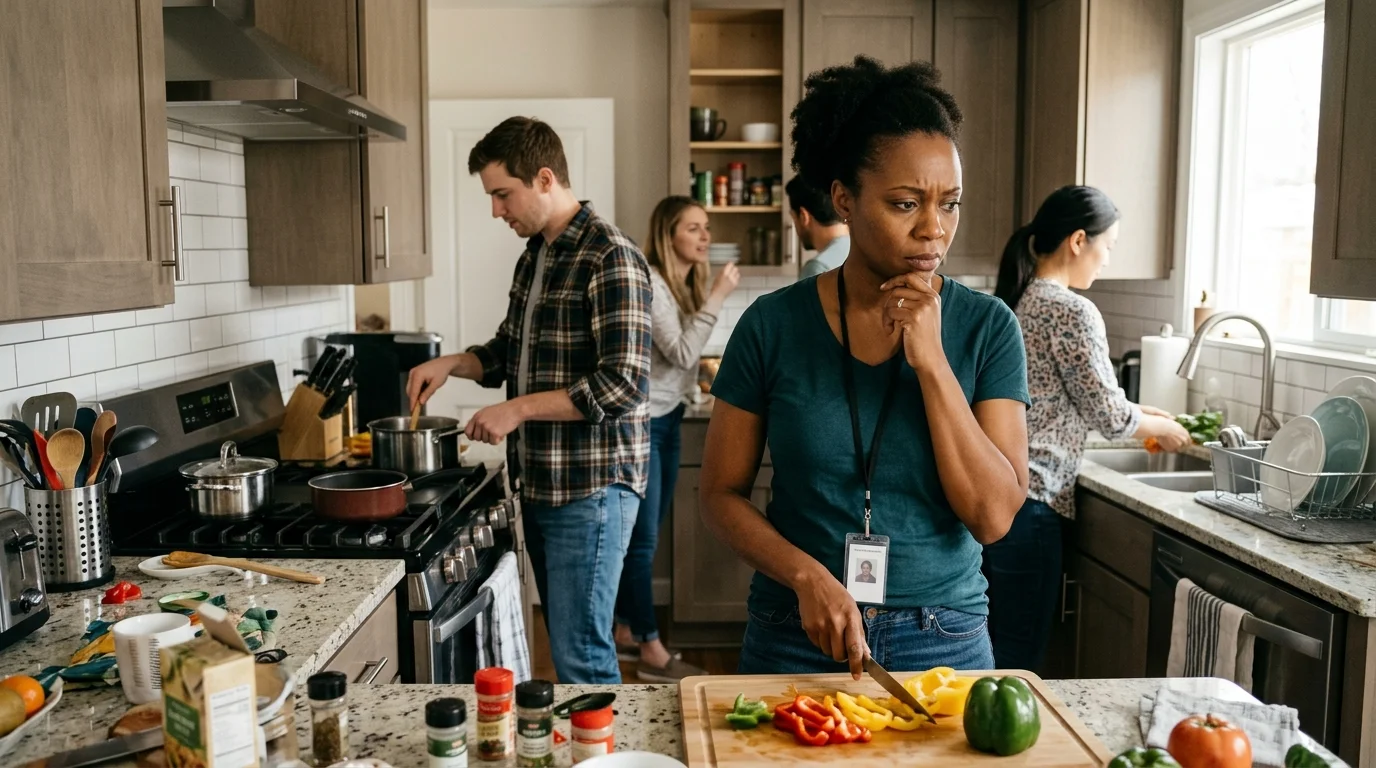 Family Member Looking Concerned While Preparing a Meal in a Home Kitchen | Turning Point of Tampa
