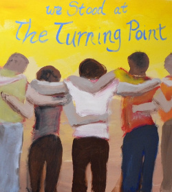 we stood at turning point painting with group holding hands